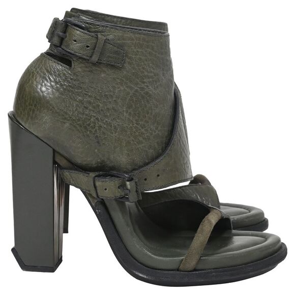 Alexander Wang Buckle Detail Sandals in Green Leather